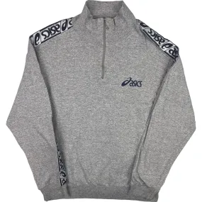 Vintage Asics Logo Quarter-Zip Grey Sweatshirt