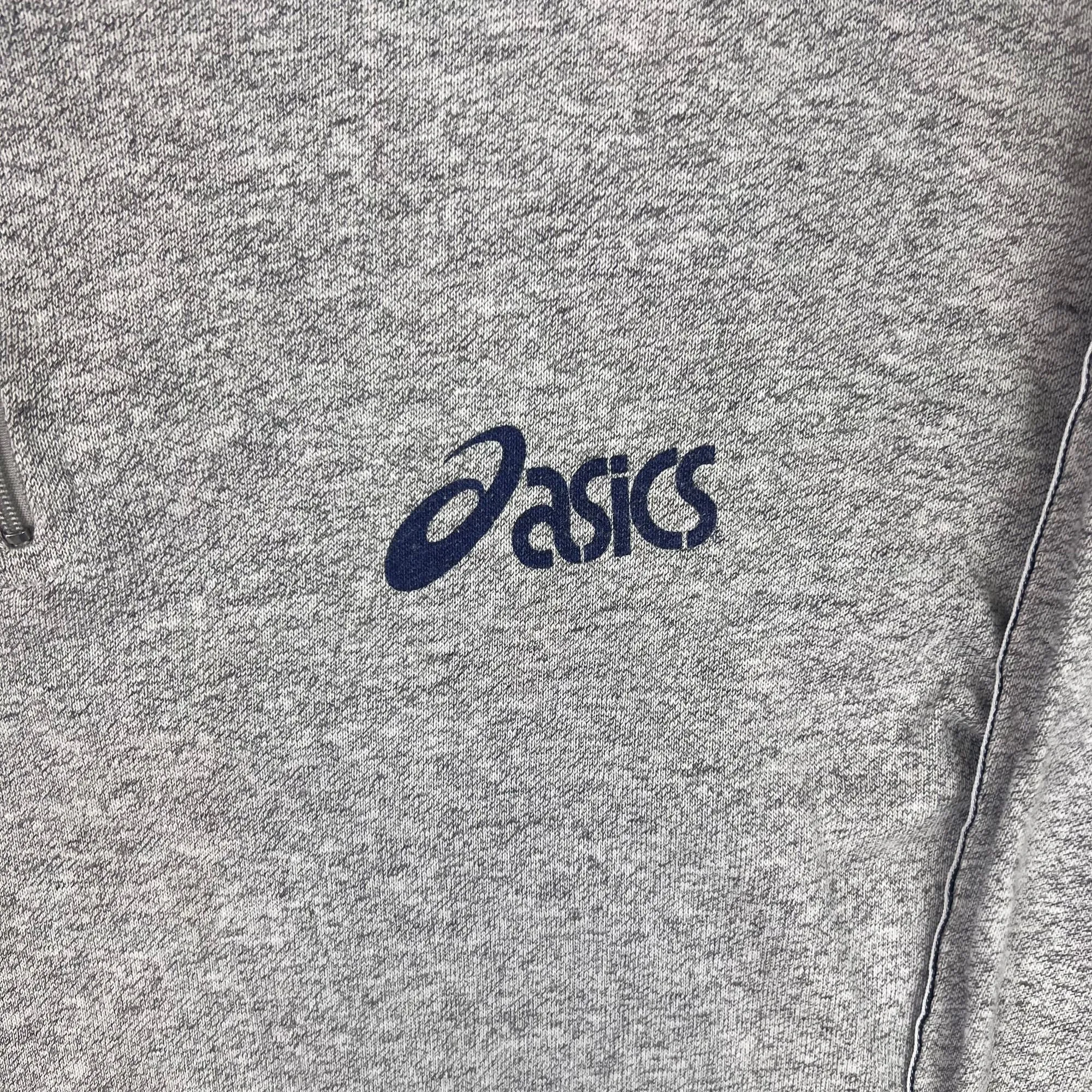 Vintage Asics Logo Quarter-Zip Grey Sweatshirt