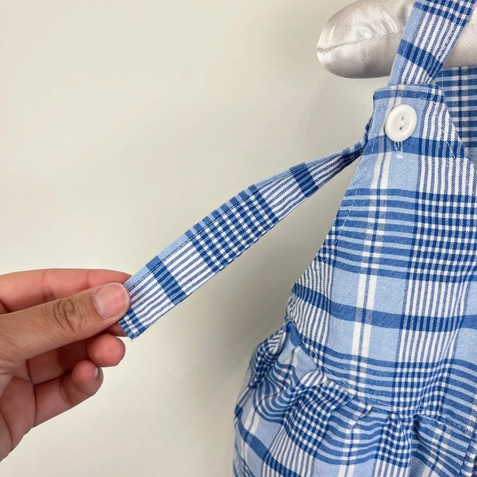 Vintage Blue Plaid Bubble Romper 18 Months