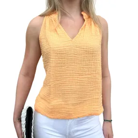 VIOLA SPLIT NECK TANK TANGERINE