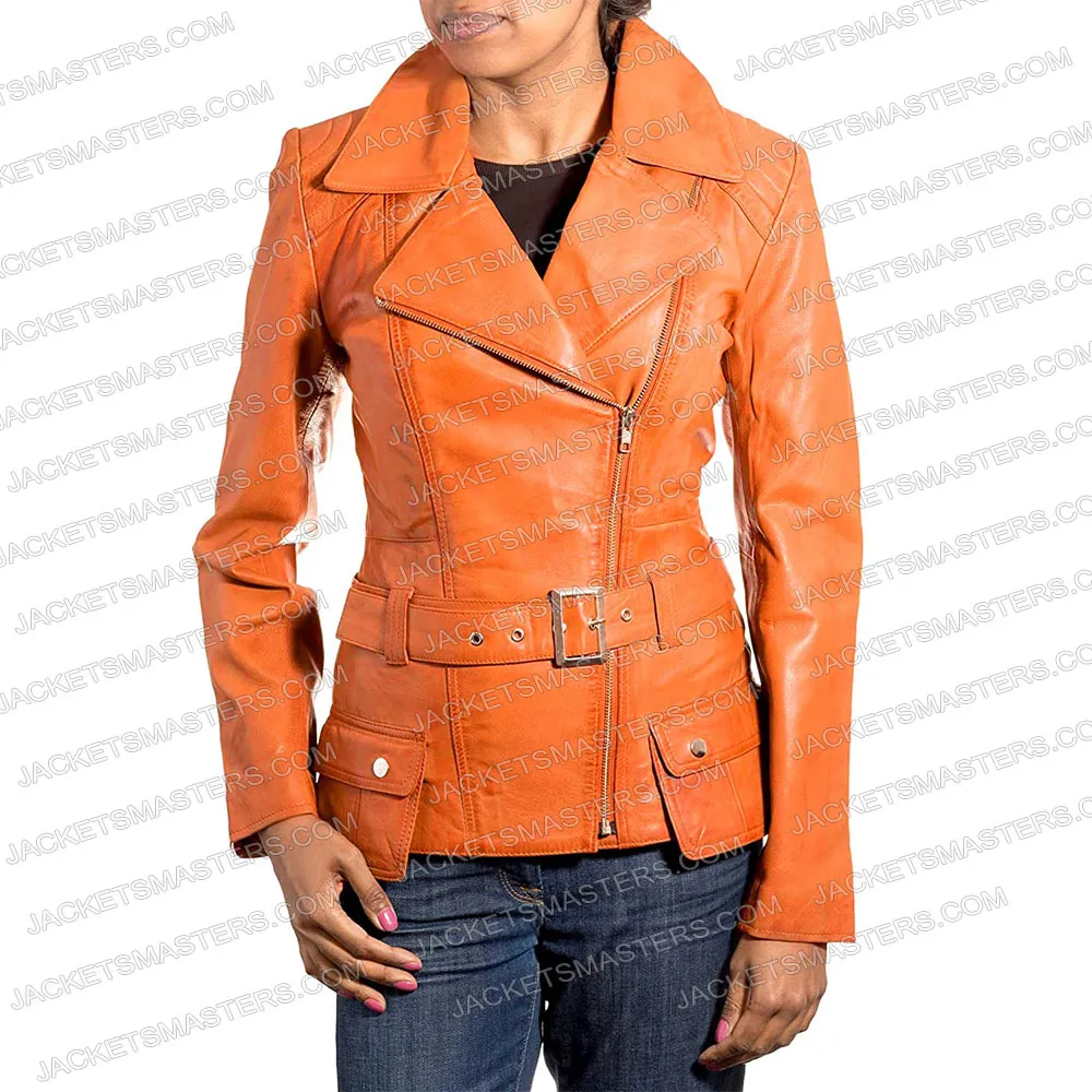 Werewolf by Night Laura Donnelly Tan Orange Leather Jacket