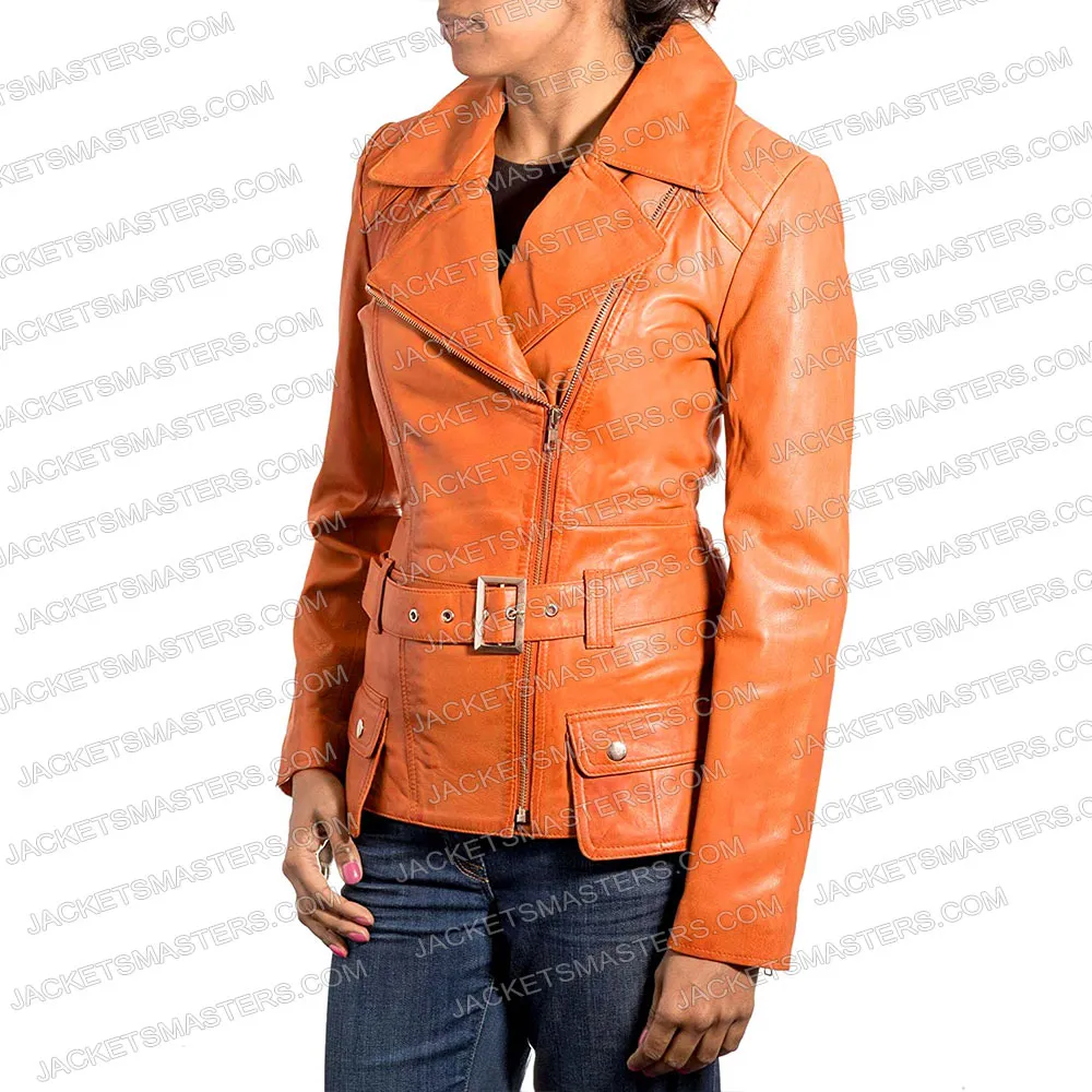 Werewolf by Night Laura Donnelly Tan Orange Leather Jacket