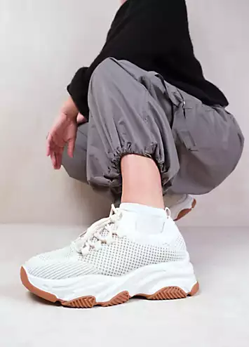 Where’s That From Whisper Beige Chunky Sole Knit Trainers | Grattan