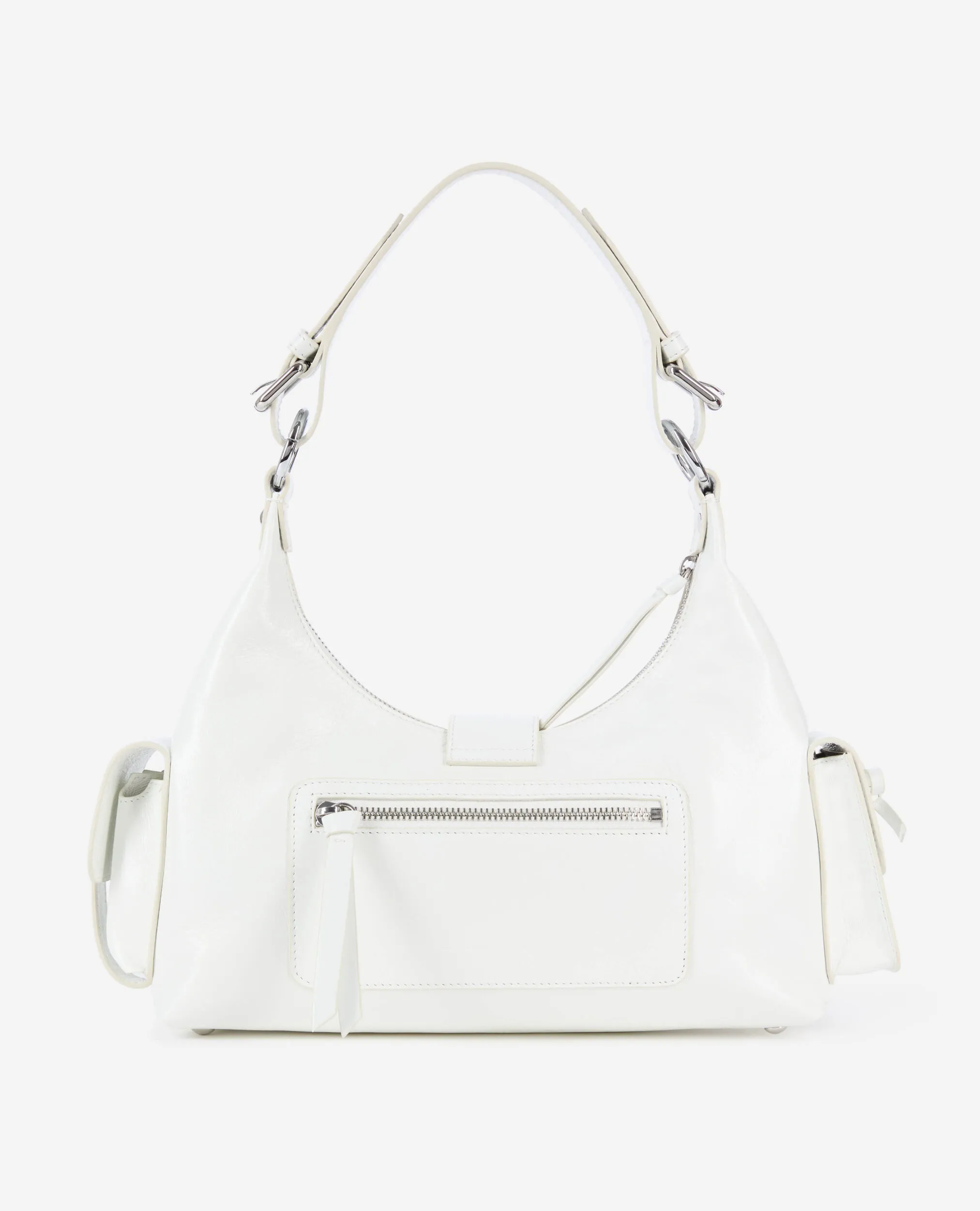 White vintage treatment leather Amelia bag