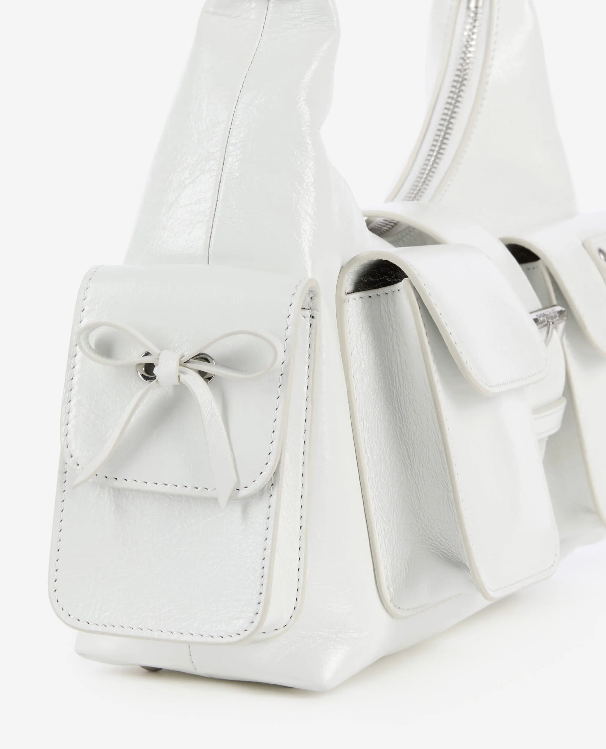 White vintage treatment leather Amelia bag