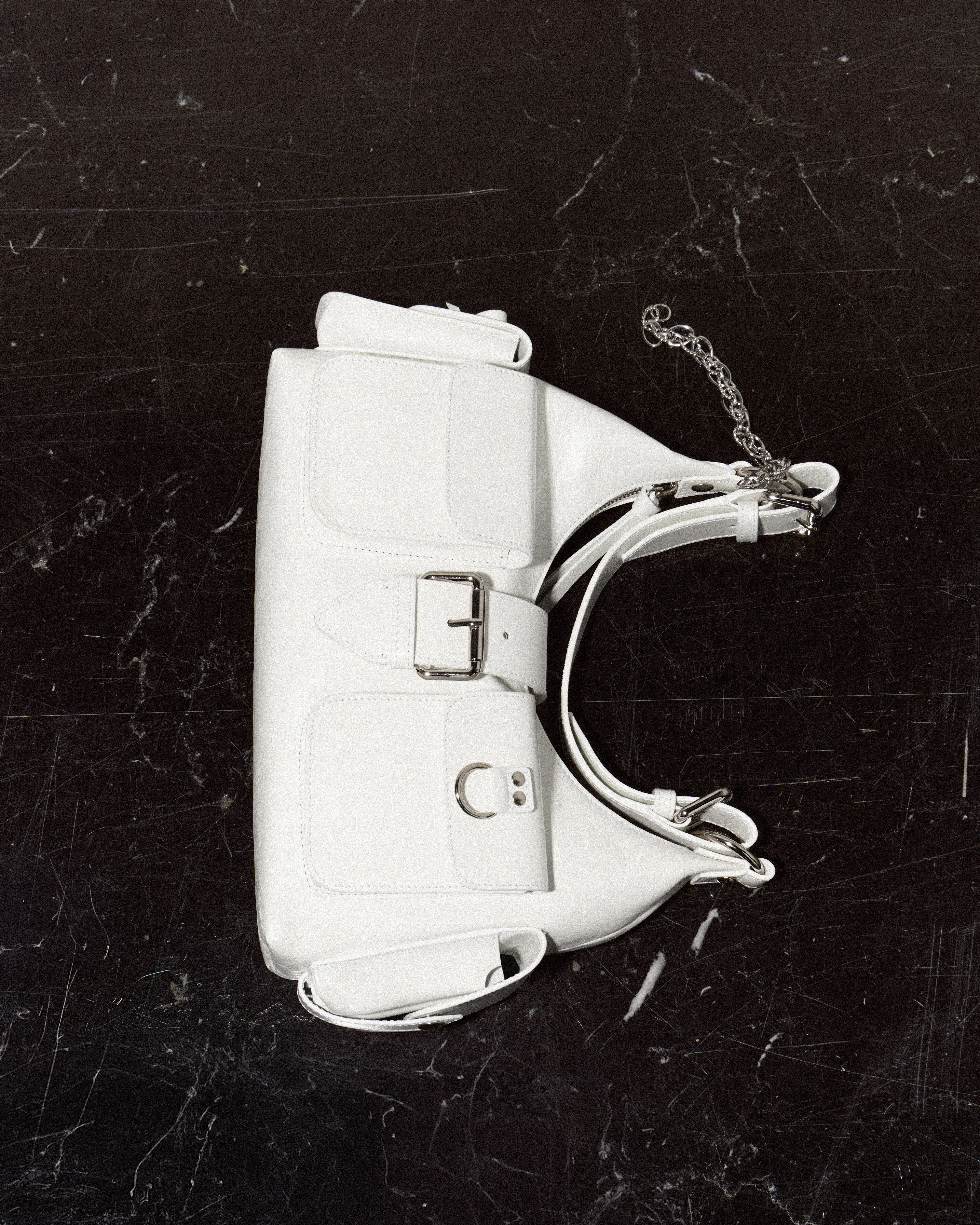 White vintage treatment leather Amelia bag