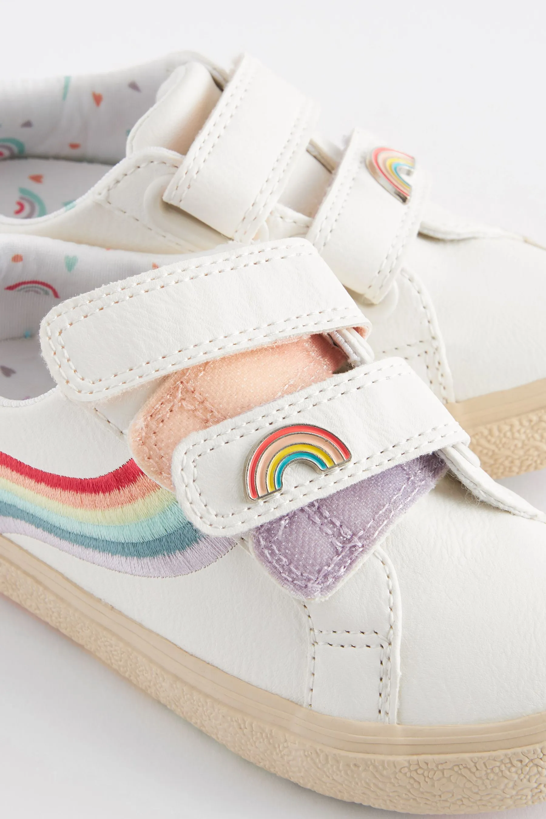 White Wide Fit (G) Rainbow Trainers