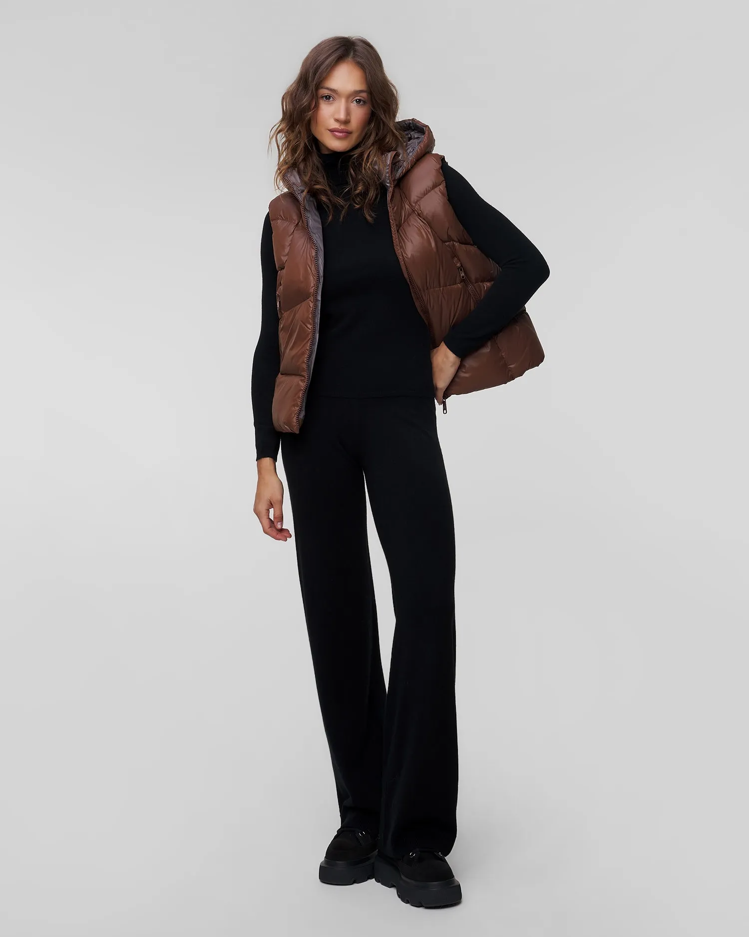 Women's brown down waistcoat Deha D12587-26117