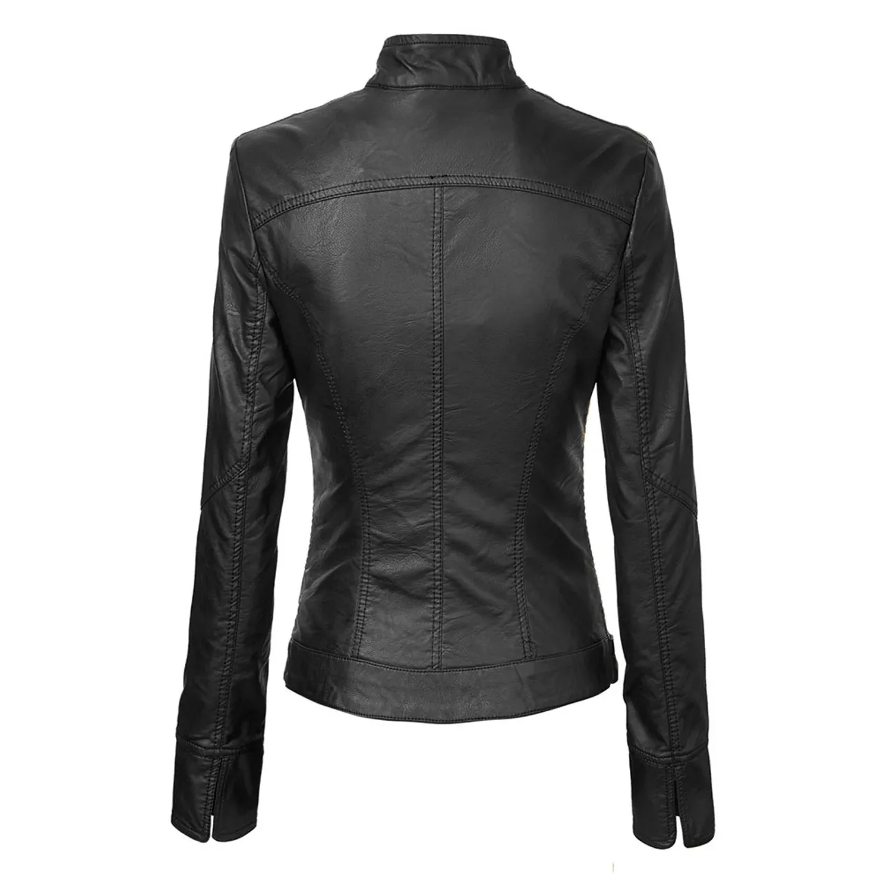 Women's Faux Leather Zip-up Moto Biker Jacket