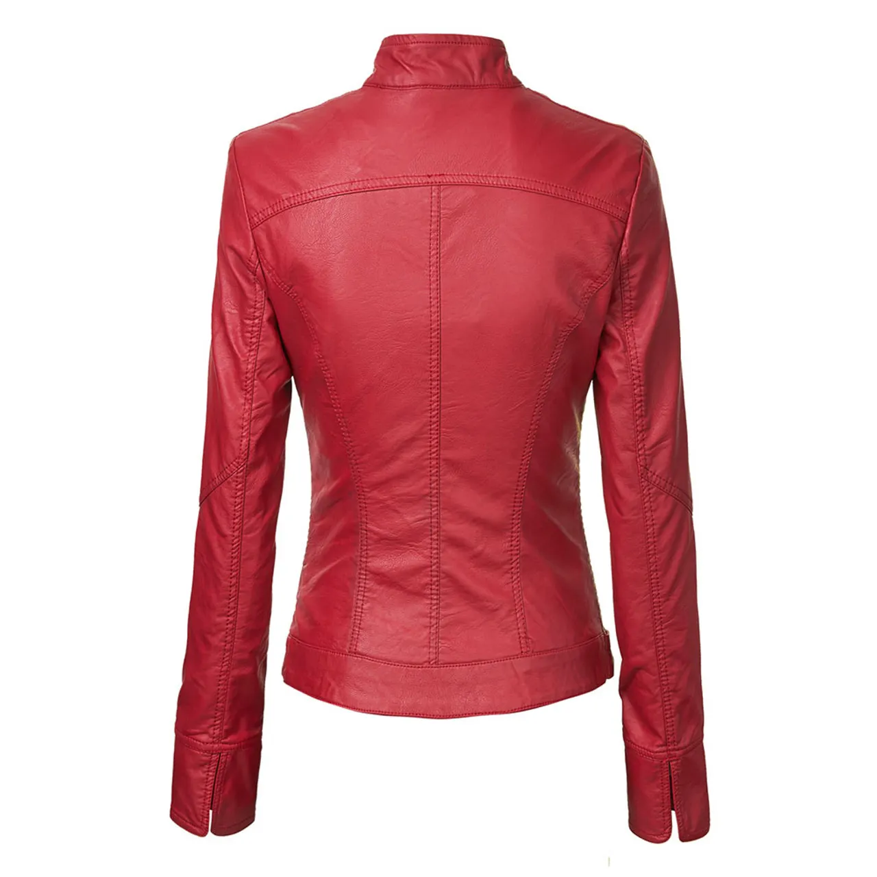 Women's Faux Leather Zip-up Moto Biker Jacket