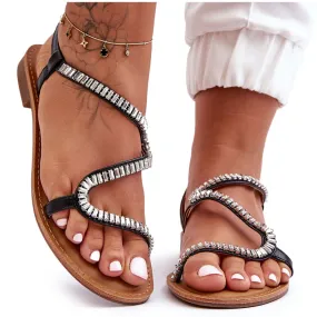 Women's Black Hayen Embellished Slip-on Sandals