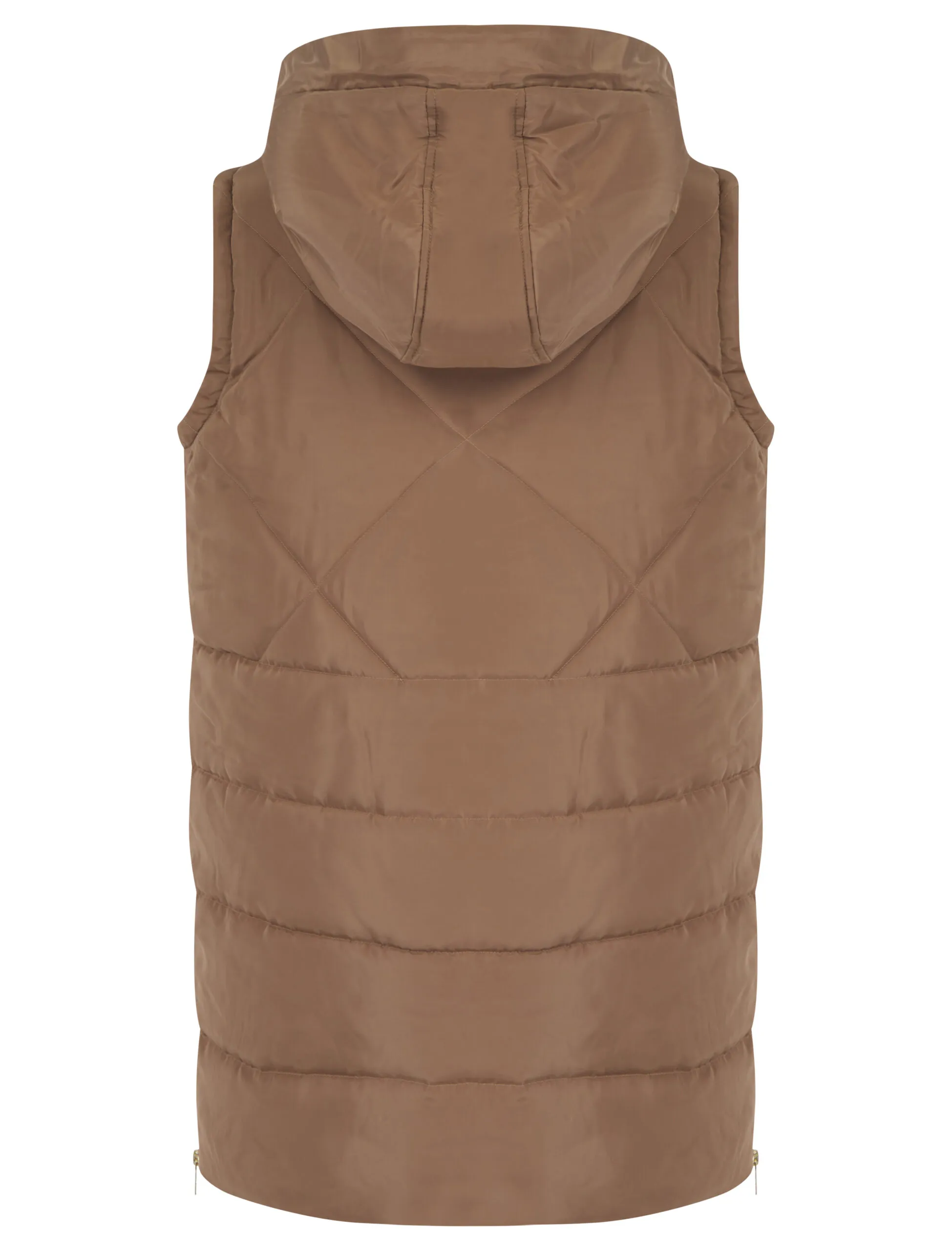 Women’s Long Quilted Borg Fleece Lined Padded Hooded Gilet