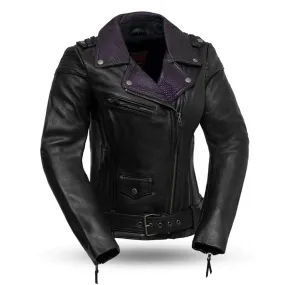 Womens Black Leather Biker Jacket