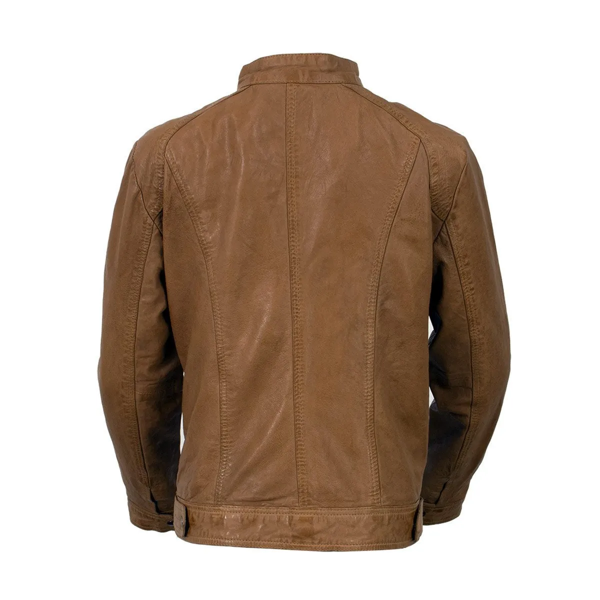 Women's Vintage Cognac Biker Style Casual Leather Jacket