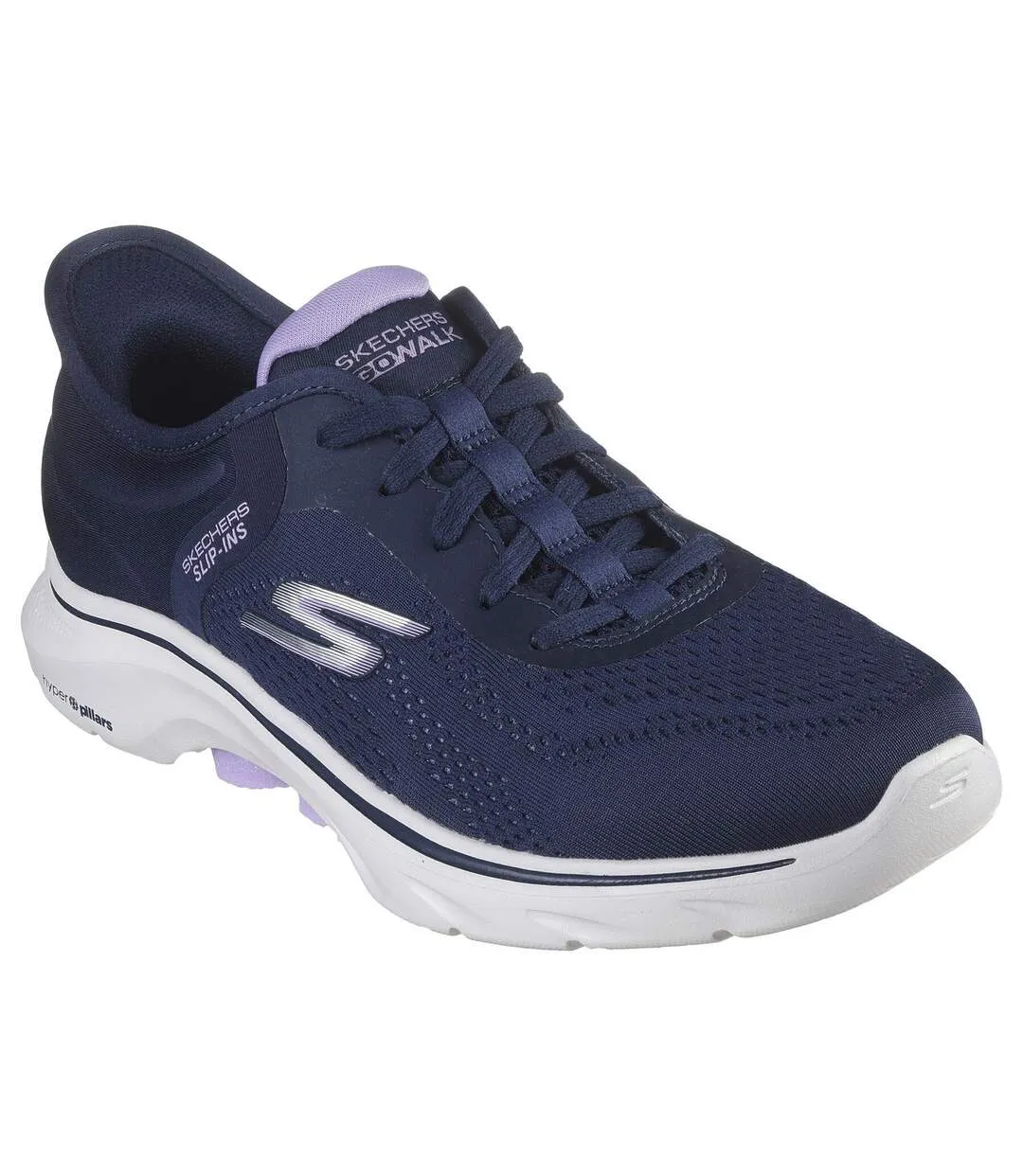 Womens/ladies go walk 7-valin trainers navy/lavender Skechers