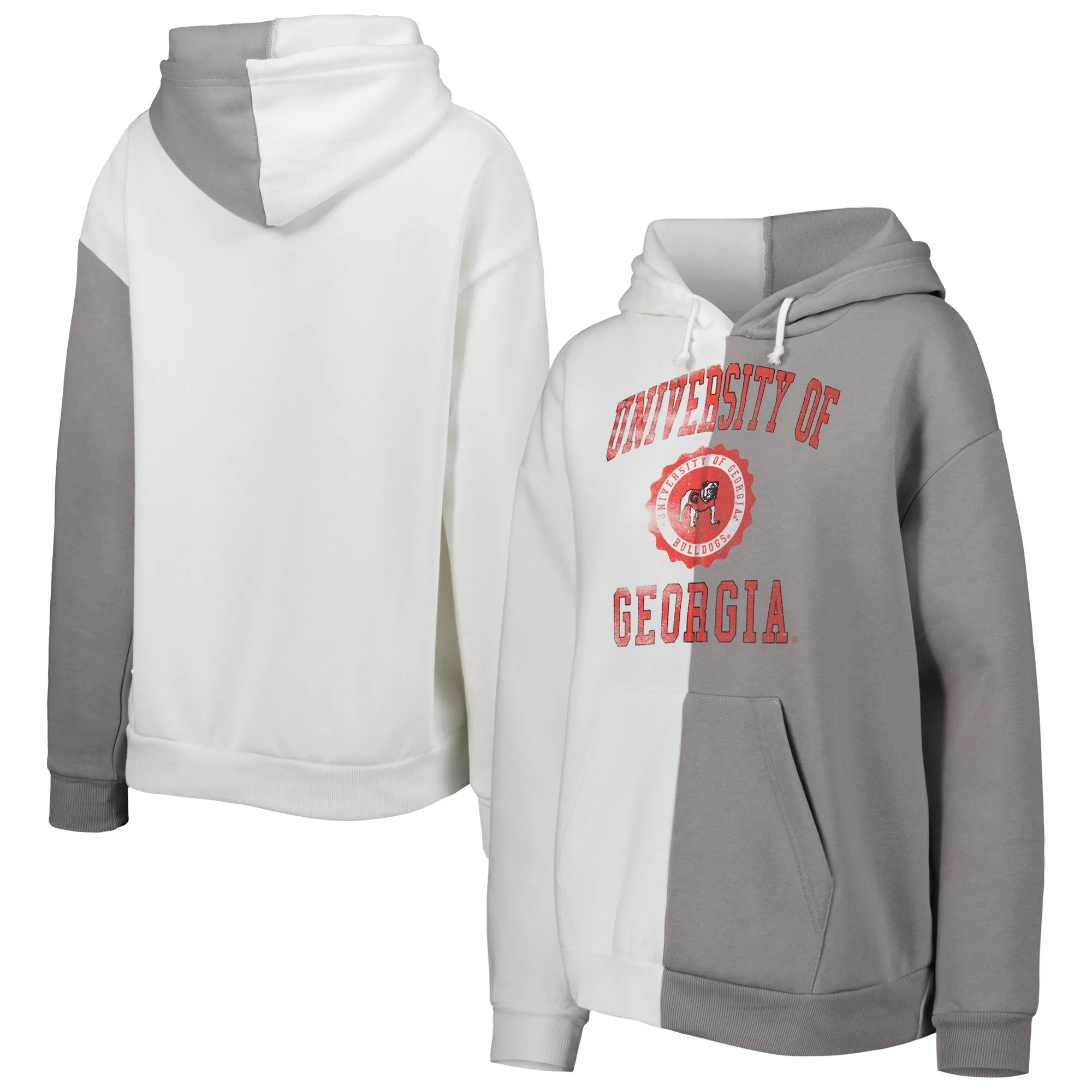 Women's Gameday Couture Gray/White Georgia Bulldogs Split Pullover Hoodie