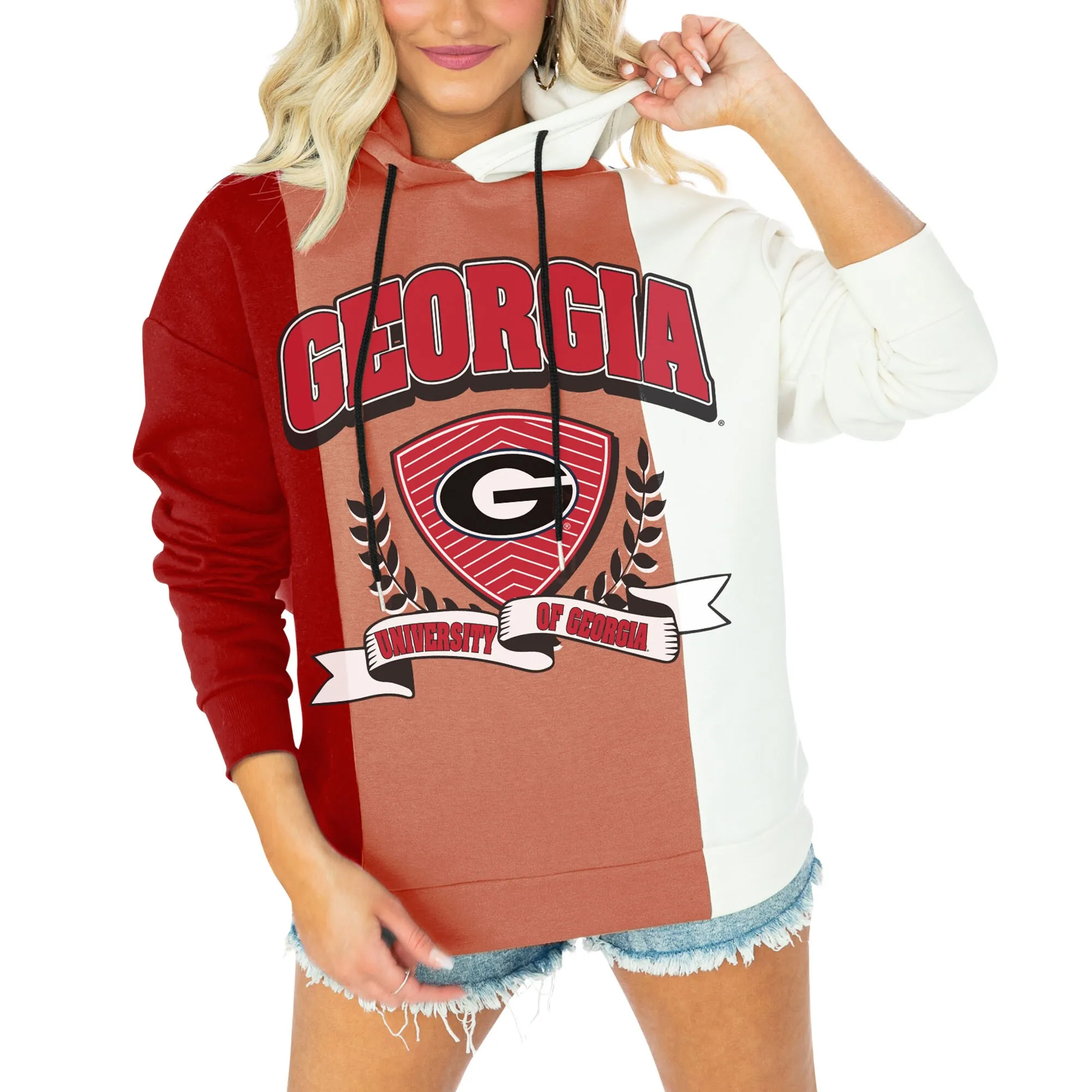 Women's Gameday Couture Red Georgia Bulldogs Hall of Fame Colorblock Pullover Hoodie