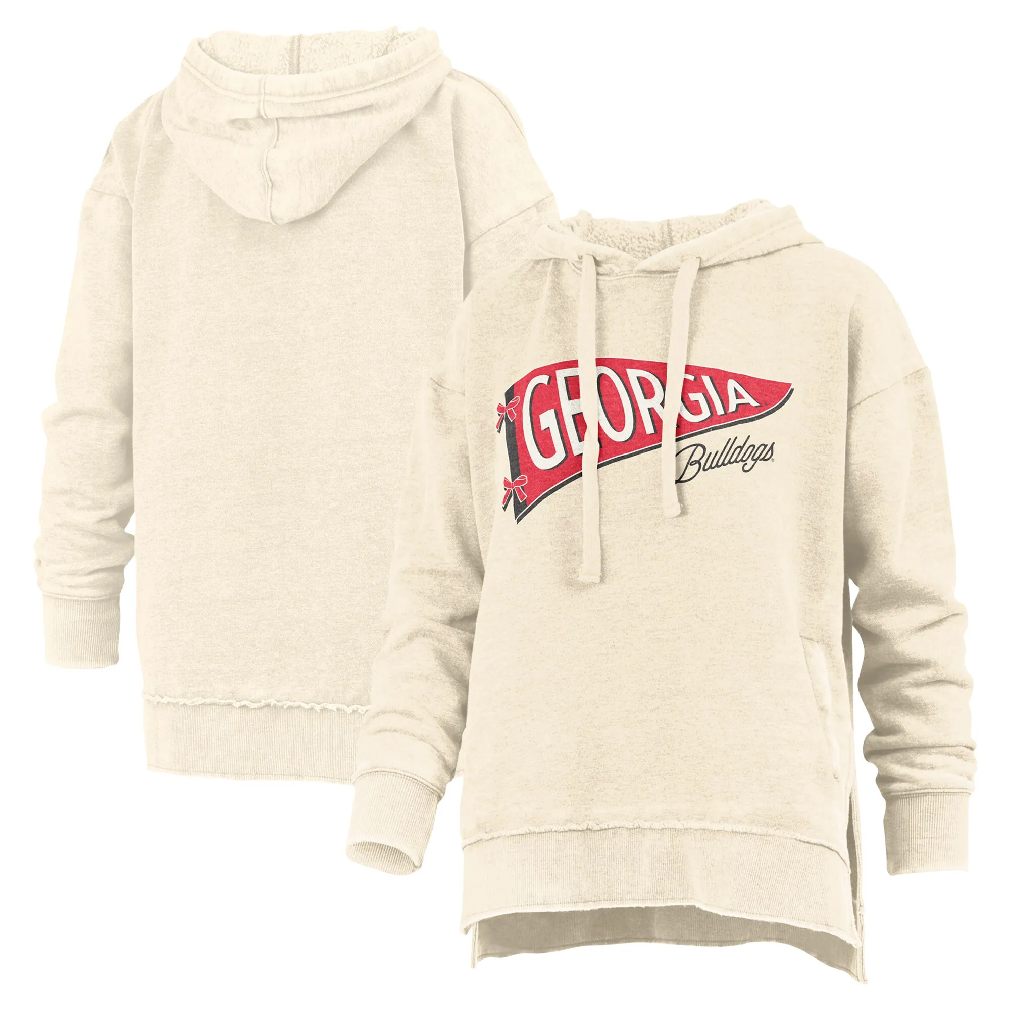 Women's Pressbox  Cream Georgia Bulldogs Marni Pullover Hoodie