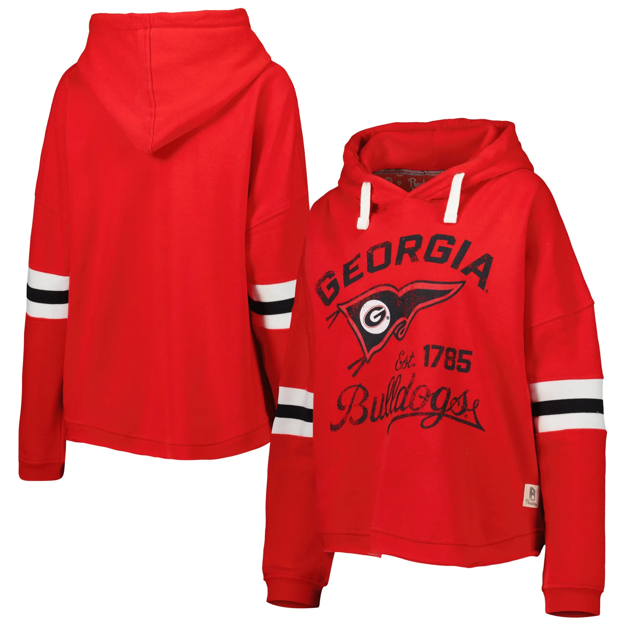 Women's Pressbox Red Georgia Bulldogs Super Pennant Pullover Hoodie