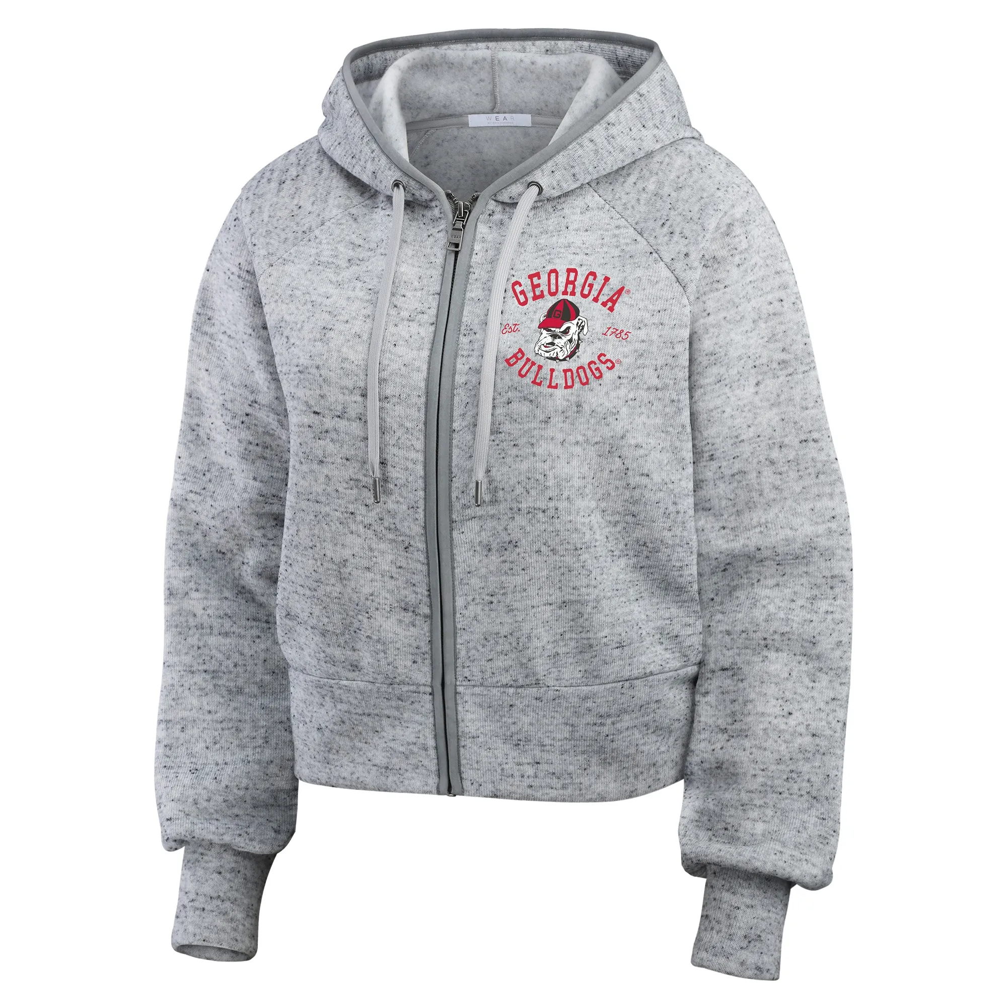 Women's WEAR by Erin Andrews Heather Gray Georgia Bulldogs Wear Speckle Double-Hit Raglan Full-Zip Hoodie