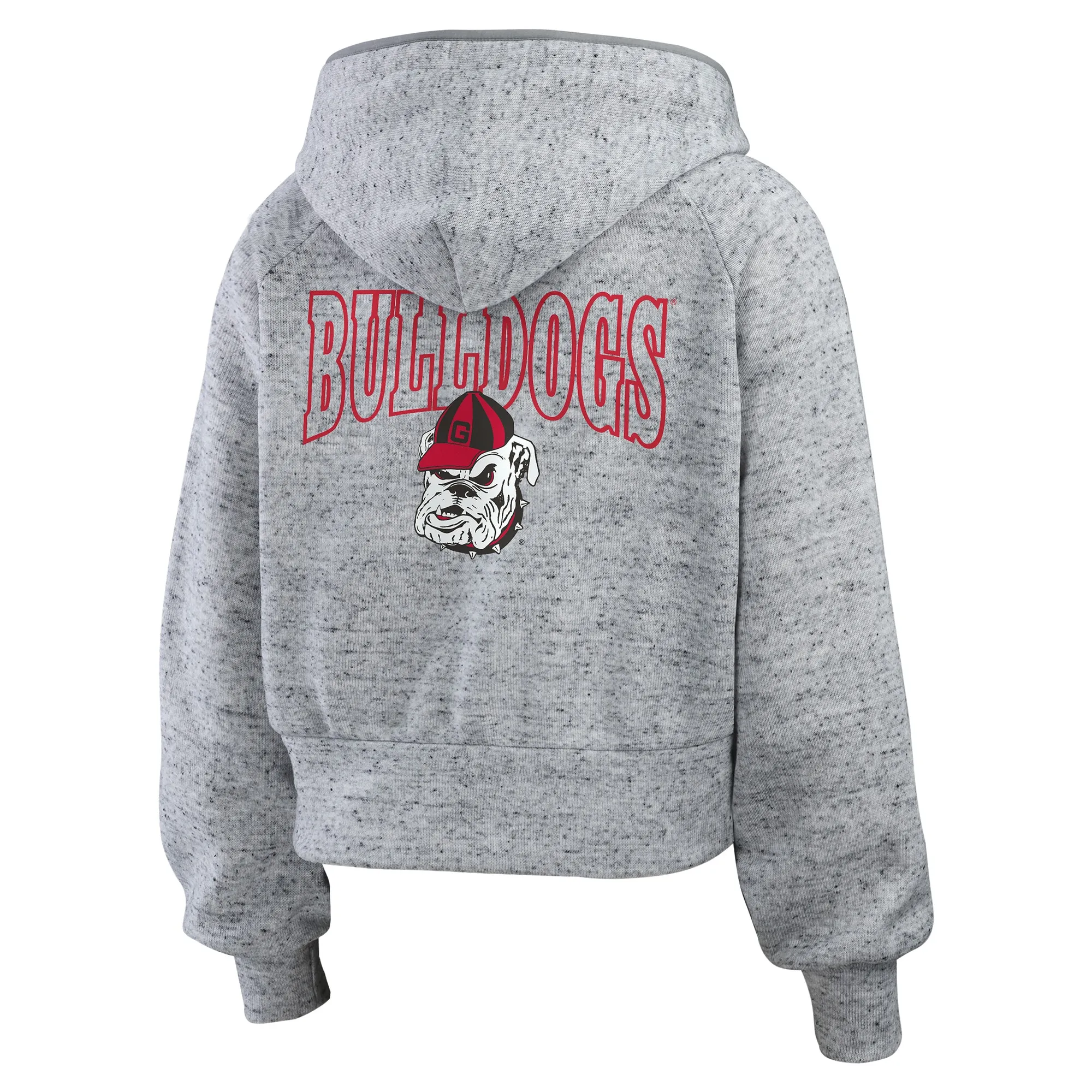 Women's WEAR by Erin Andrews Heather Gray Georgia Bulldogs Wear Speckle Double-Hit Raglan Full-Zip Hoodie