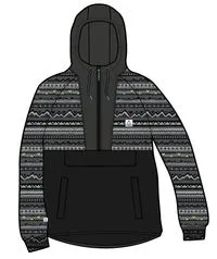 Woodland Hooded 1/2 Zip Recycled Polar Fleece - Mountain Geo Charcoal