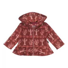 Wrangler Baby Girl's Burgundy Zip Up Fleece Hoodie