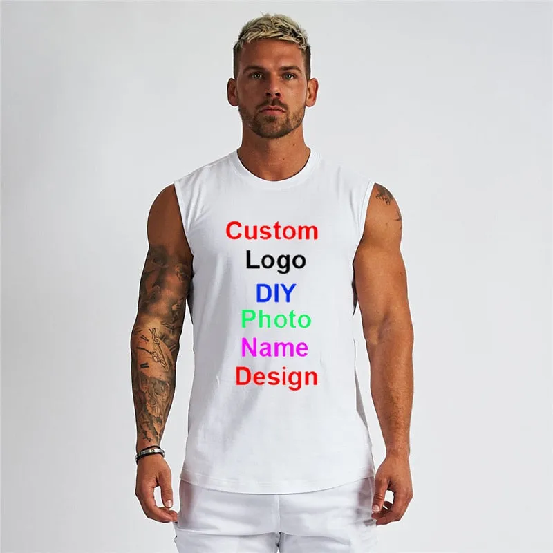 Xituodai Custom Logo Running Vest Cotton Gym Tank Top Men Sports Clothing Men Print Original Design Bodybuilding Fitness Running