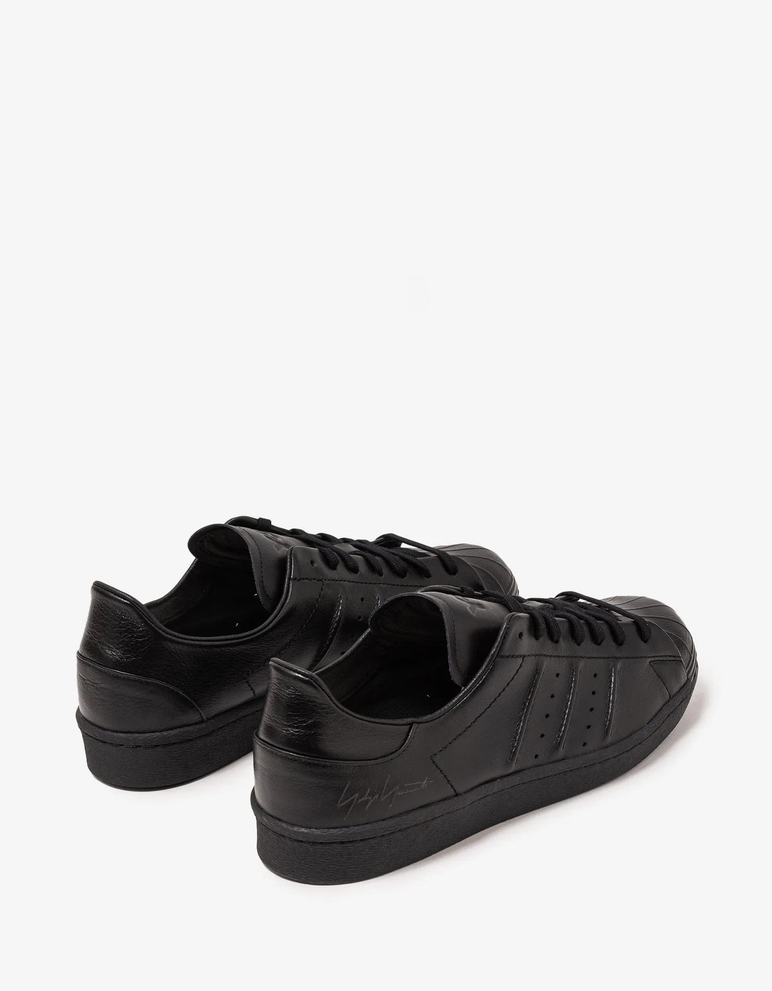 Y-3 Black Leather Superstar Trainers