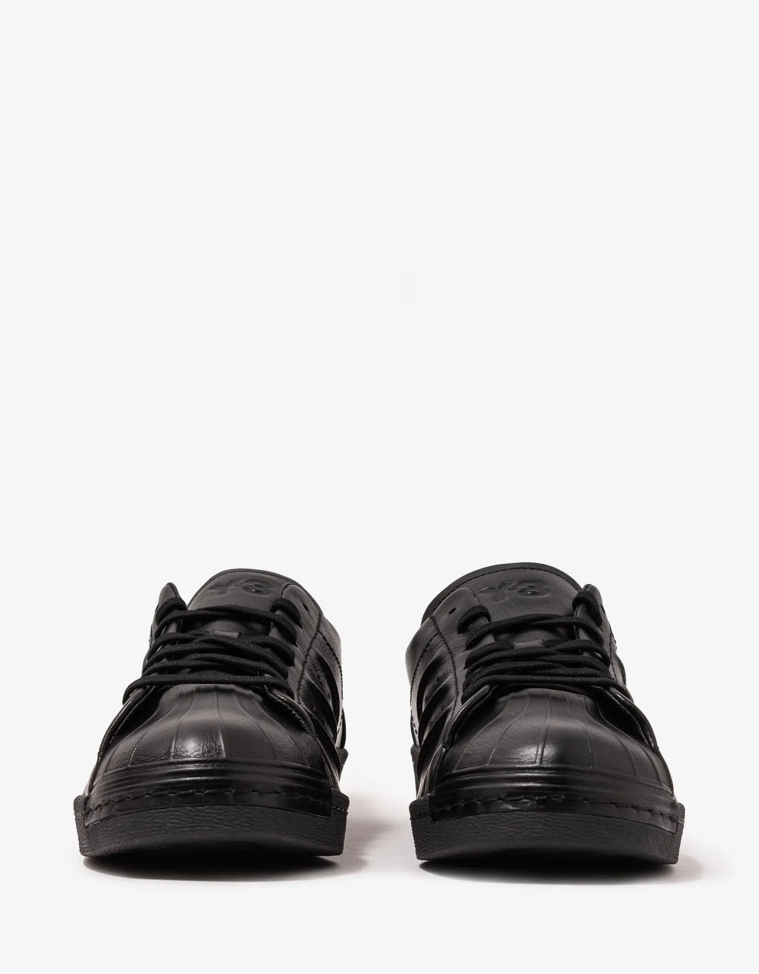 Y-3 Black Leather Superstar Trainers