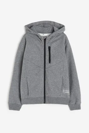 Zip-through hoodie - Long sleeve - Regular length - Grey marl - Kids | H&M GB