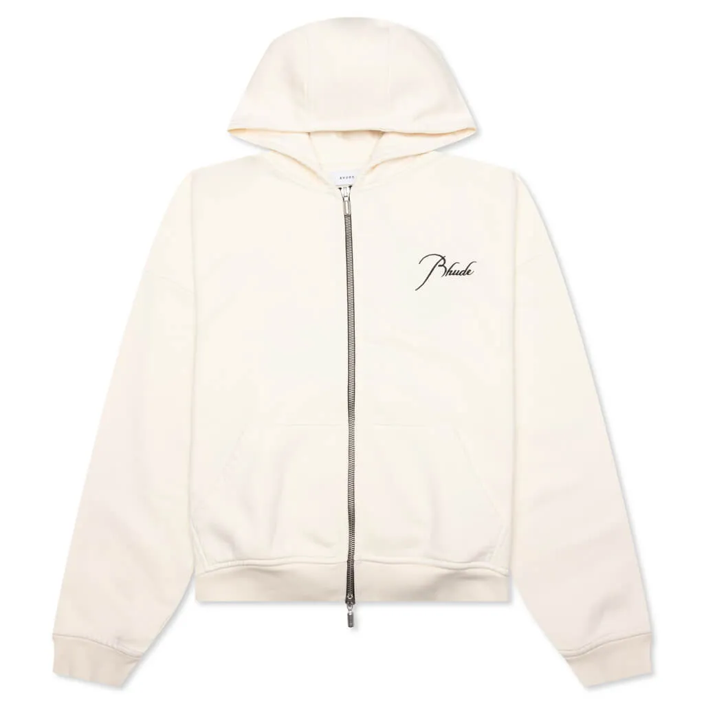 Zip Up Hoodie - Vintage White